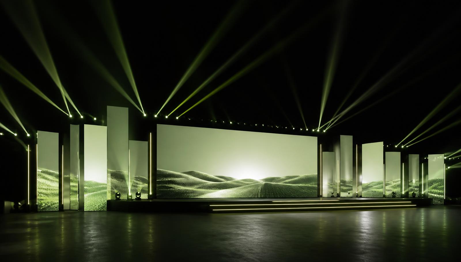 Large-scale projection and lighting design across a festival stage produced by Orora